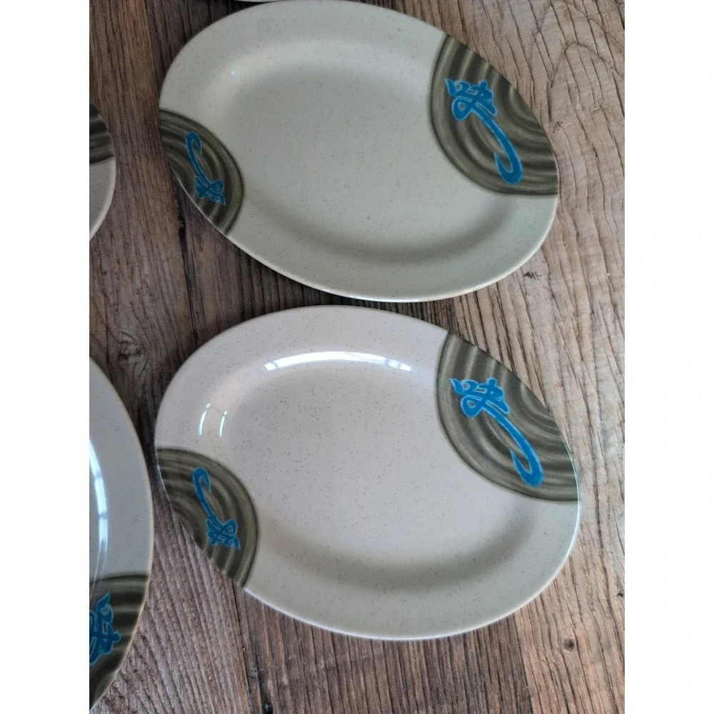 Tai Hong Wei Ware No 1609 Six 9" X 6.5" Oval Sushi Appetizer Plates (6) - Picture 5 of 16